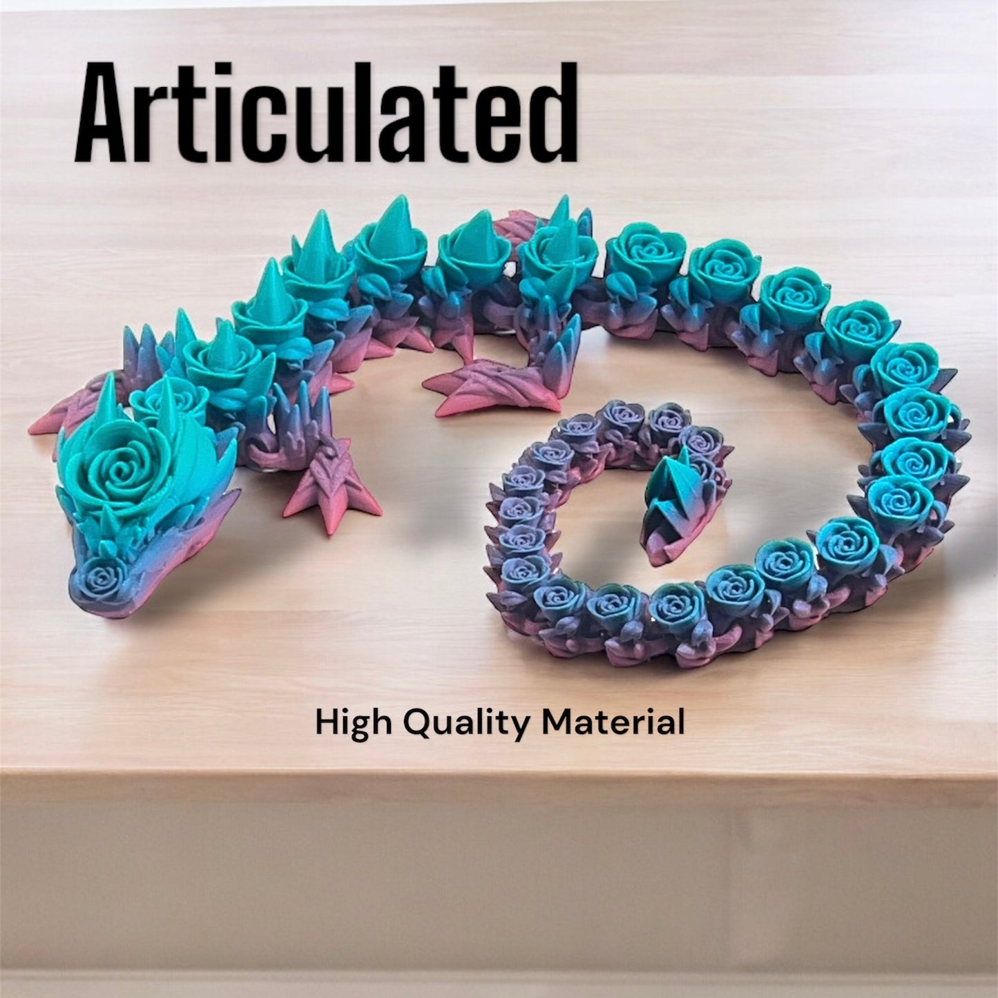 Majestic 24" Rose Dragon - 3d Printed Articulated Decor for Dragon Enthusiasts