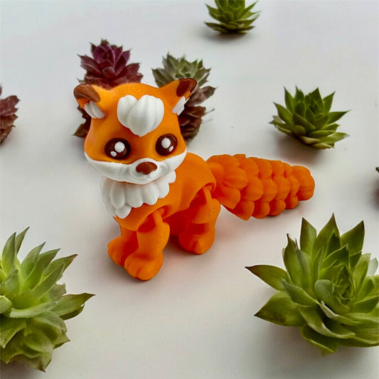 Adorable 4" Multicolor Fox - 3d Printed Articulated Figurine Decor