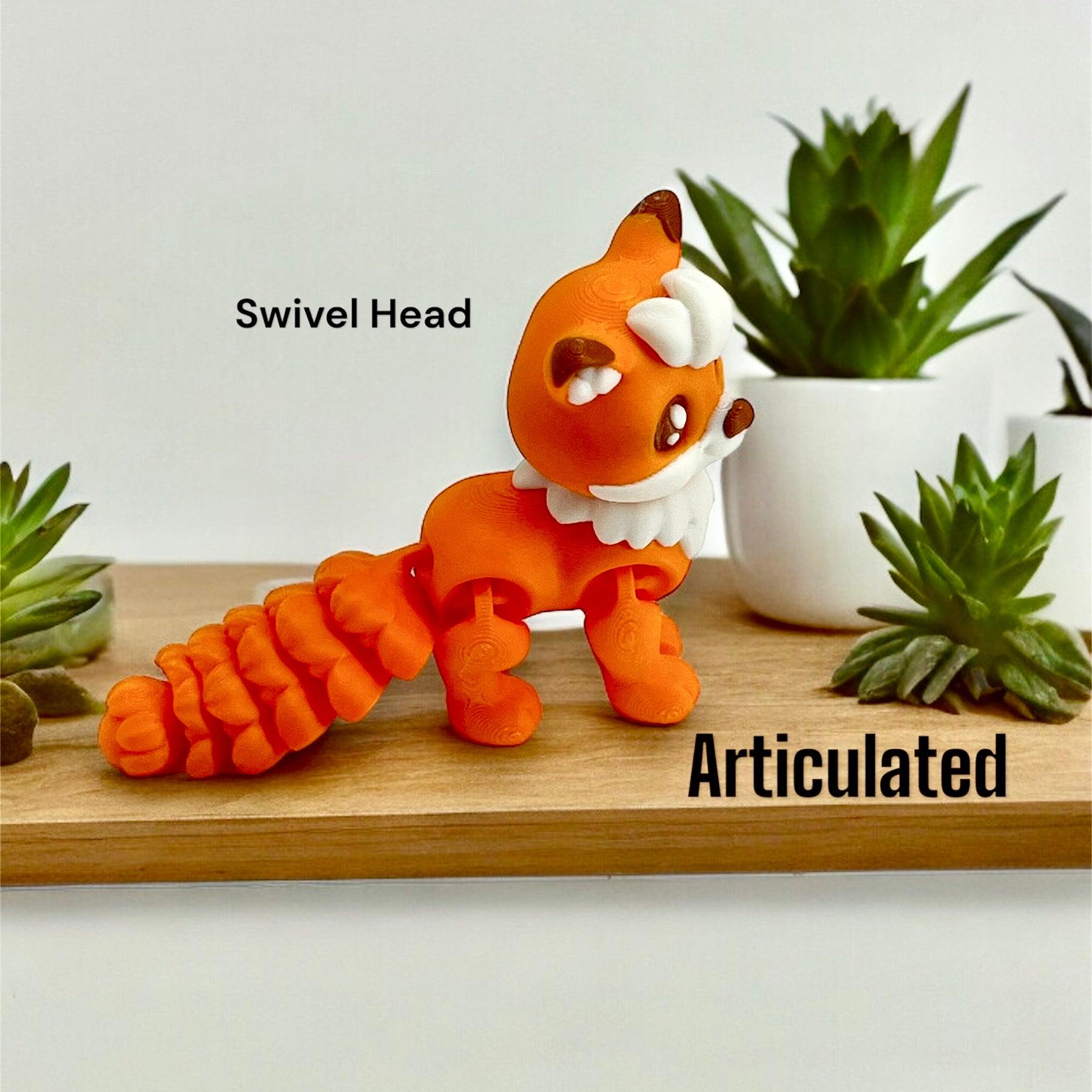 Adorable 4" Multicolor Fox - 3d Printed Articulated Figurine Decor