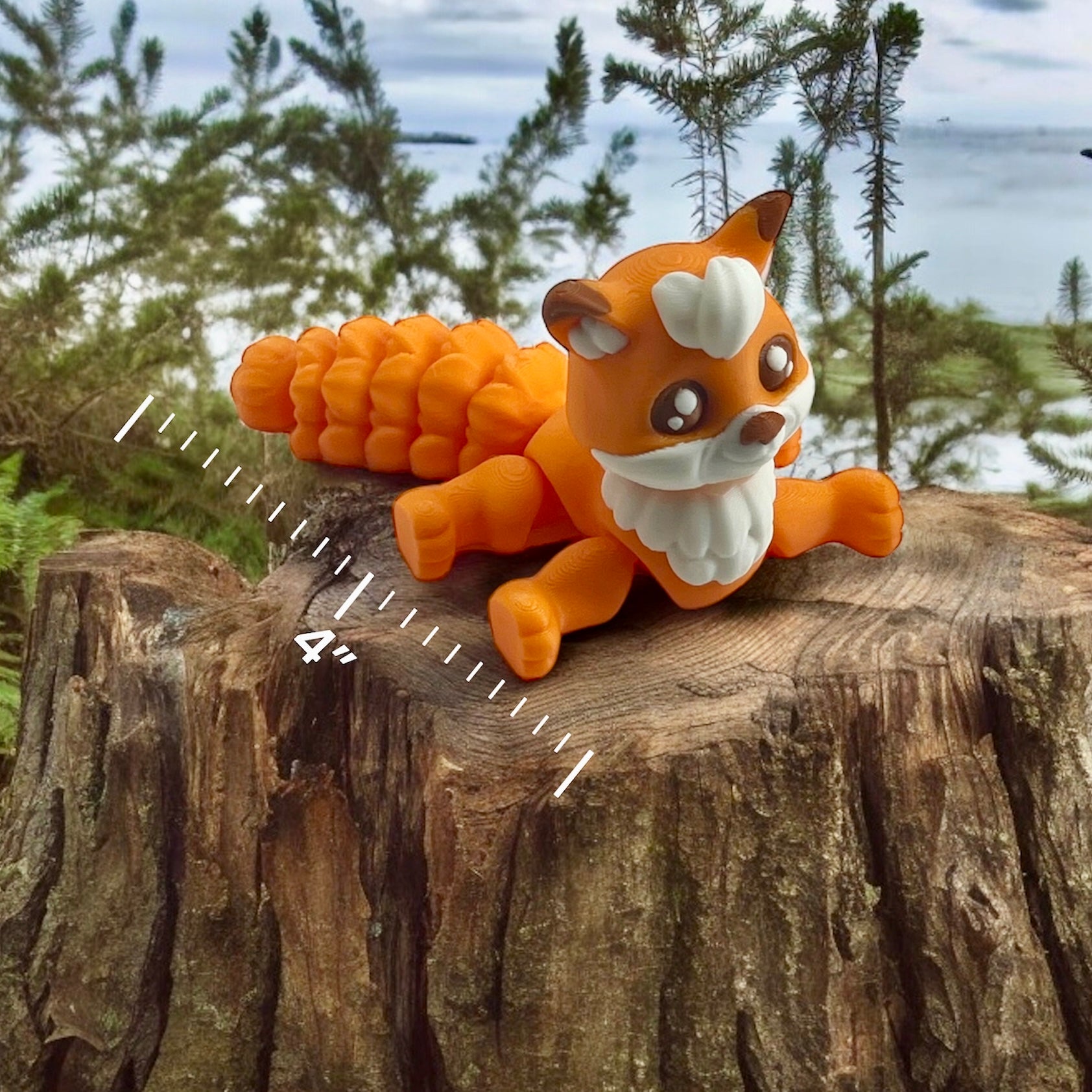 Adorable 4" Multicolor Fox - 3d Printed Articulated Figurine Decor
