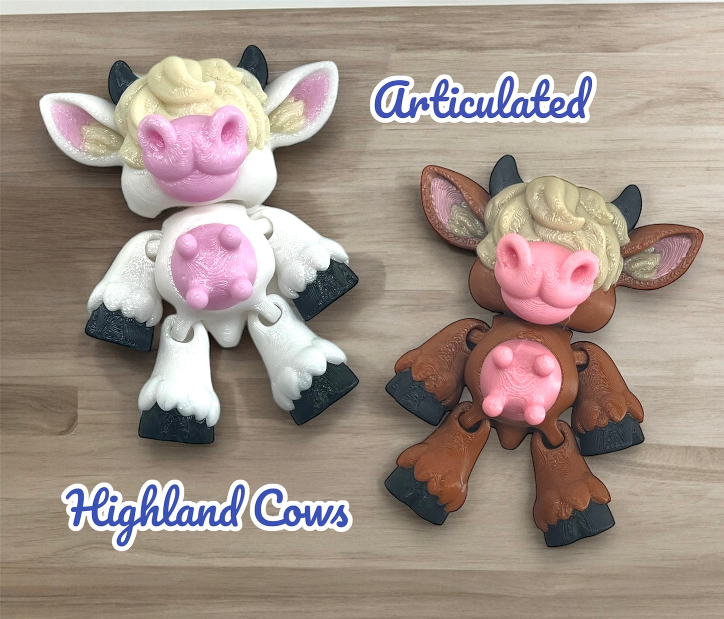Adorable 4" Highland Cow - Cutest Little Articulated 3d Printed Cow You Will Ever See - Home Decor