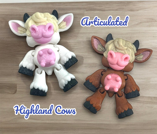 Adorable 4" Highland Cow - Cutest Little Articulated 3d Printed Cow You Will Ever See - Home Decor