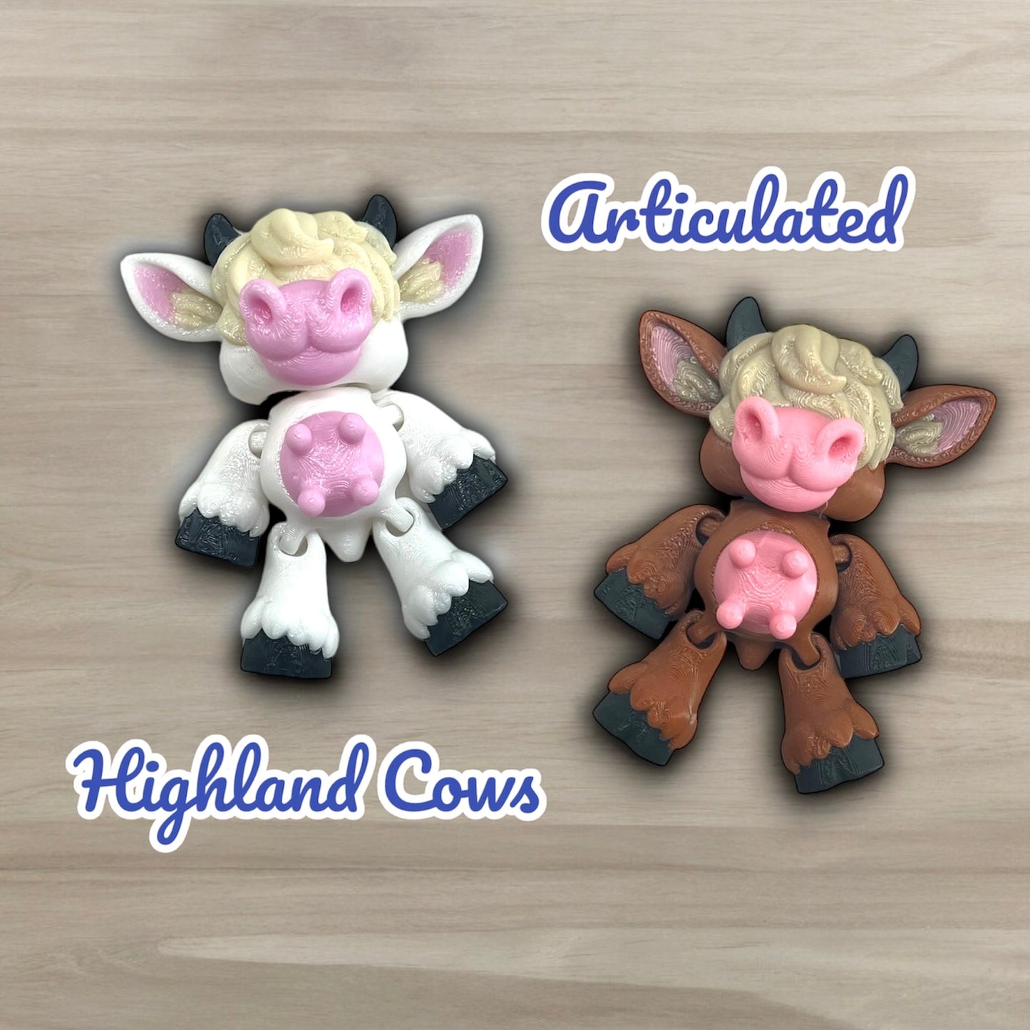 Adorable 4" Highland Cow - Cutest Little Articulated 3d Printed Cow You Will Ever See - Home Decor