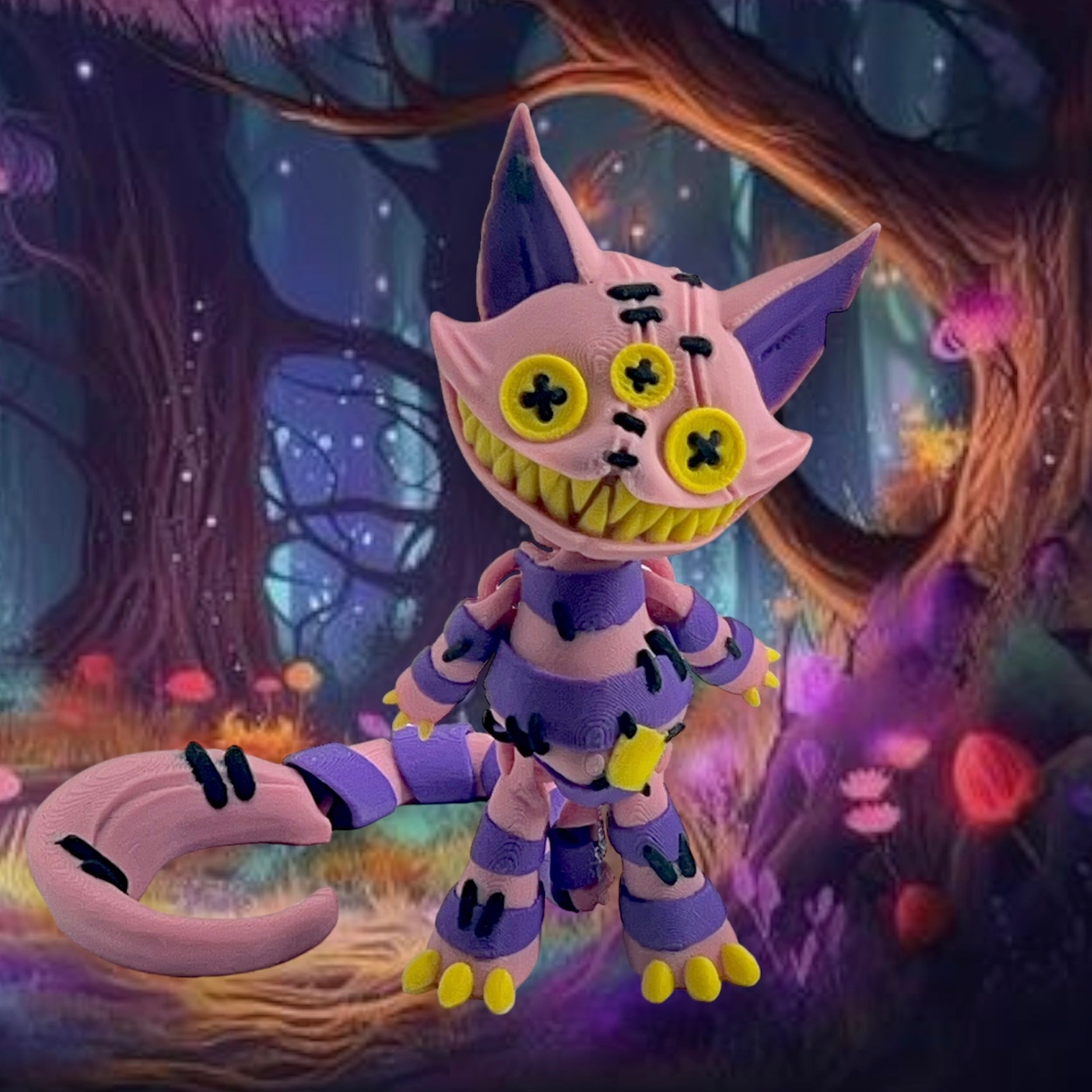 Twisted Wonderland Series - 8.5" Cheshire Cat - Articulated 3d Printed Figurine Decor