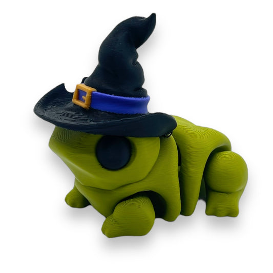 Witchy Hat Frog - 3d Printed Articulated Figurine Halloween Plastic Ornament