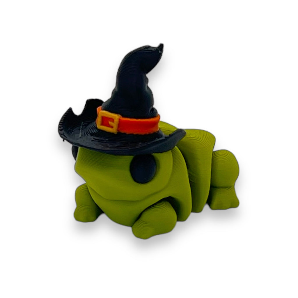 Witchy Hat Frog - 3d Printed Articulated Figurine Halloween Plastic Ornament
