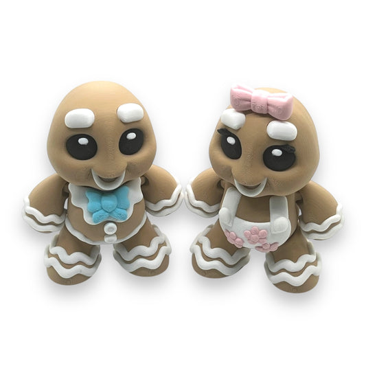 Beautiful 5" Mr. & Mrs. Gingerbread Man - 3d Printed Figurine by Gnarly Novelties Prints
