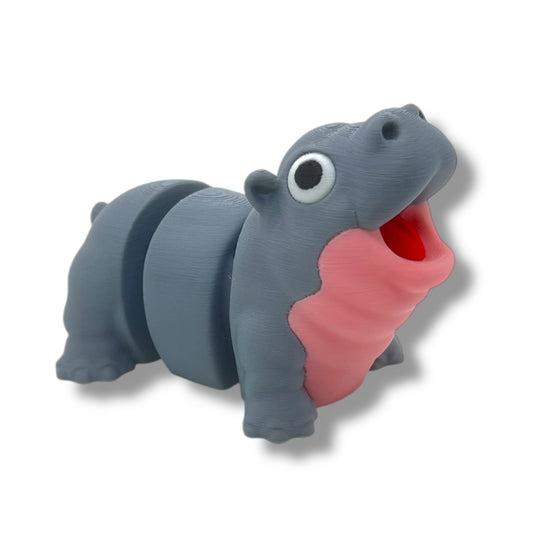Adorable 4" Moo Deng Baby Hippo - Articulated 3d Printed Decor