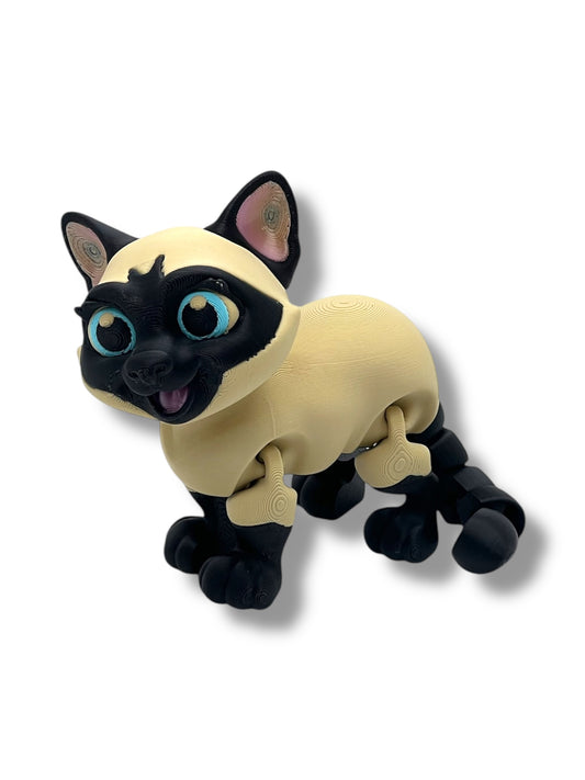 6" Cute Siamese Cat - 3d Printed Articulated Figurine