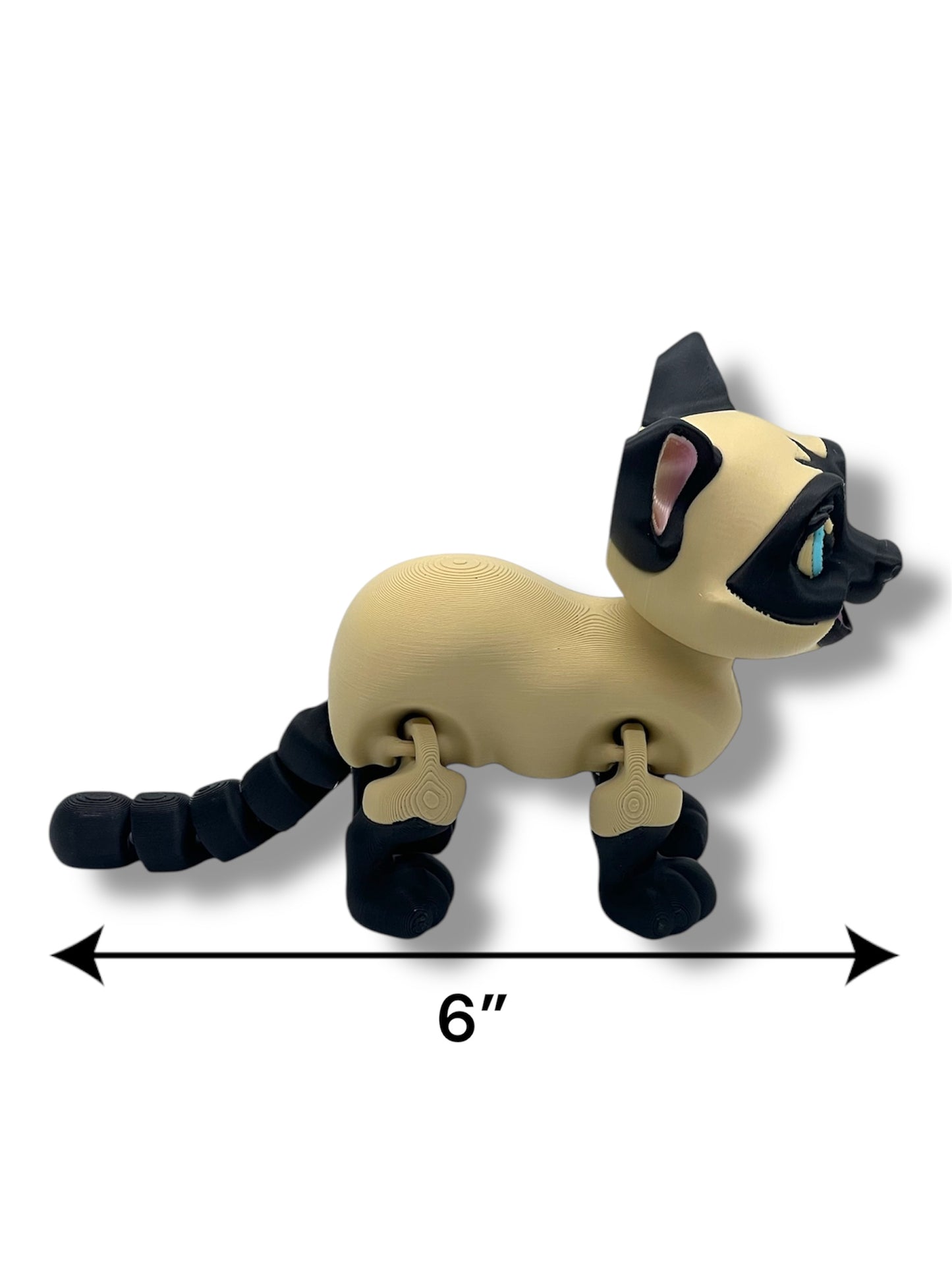 6" Cute Siamese Cat - 3d Printed Articulated Figurine