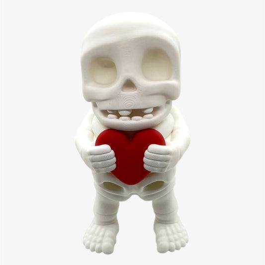 4" Skeleton Holding a Heart - Articulated High-Quality 3D Printed Animal Figurine