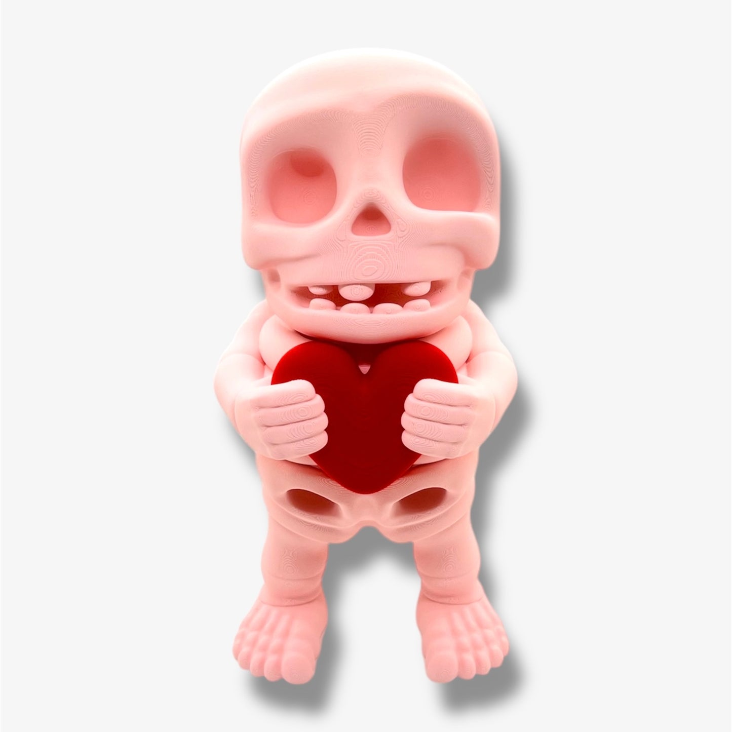 4" Skeleton Holding a Heart - Articulated High-Quality 3D Printed Animal Figurine