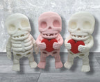 4" Skeleton Holding a Heart - Articulated High-Quality 3D Printed Animal Figurine