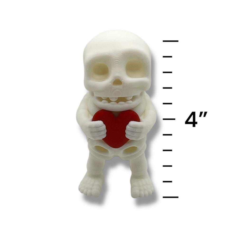 4" Skeleton Holding a Heart - Articulated High-Quality 3D Printed Animal Figurine