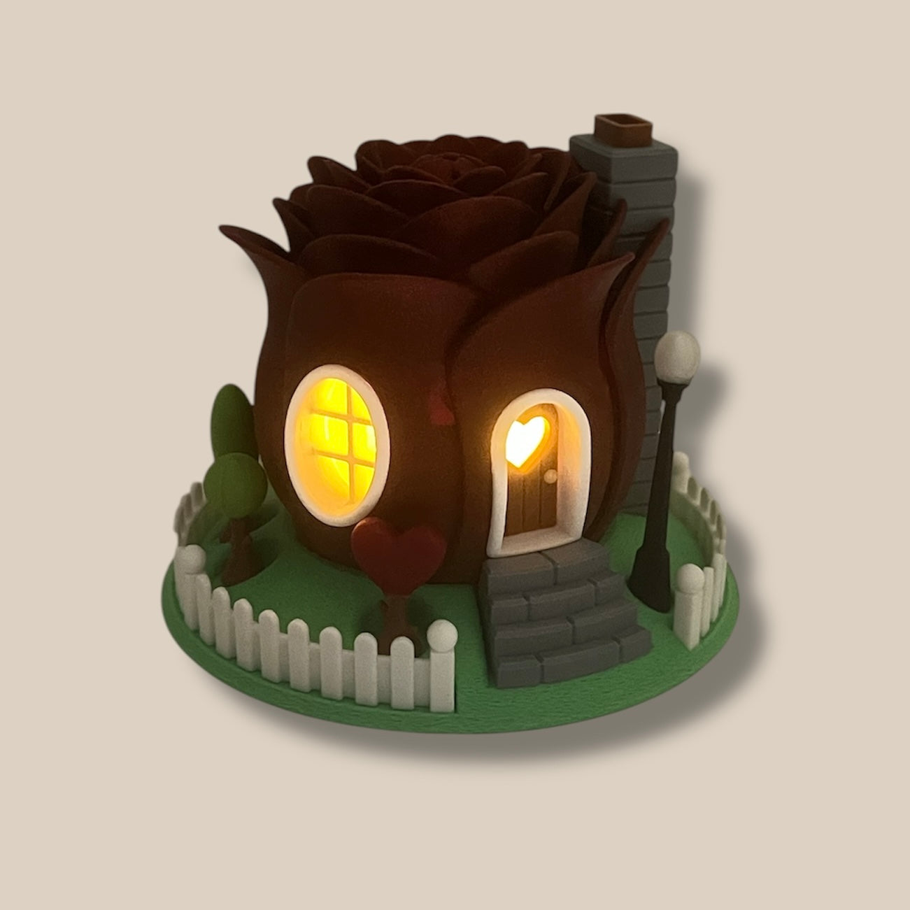 Whimsical Tealight Fairy House - Valentines Collection - 3d Printed Holiday Decor