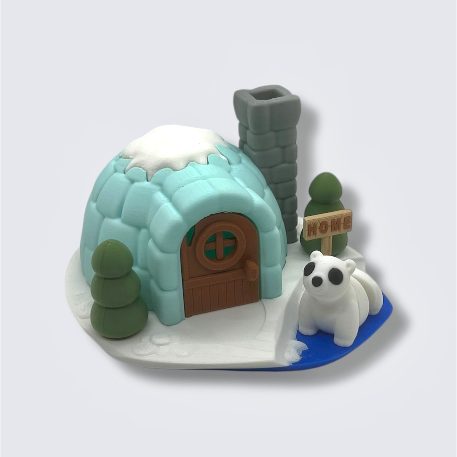 Winter Igloo House with Polar Bear - 3d Printed Set with Articulated Animal Decor