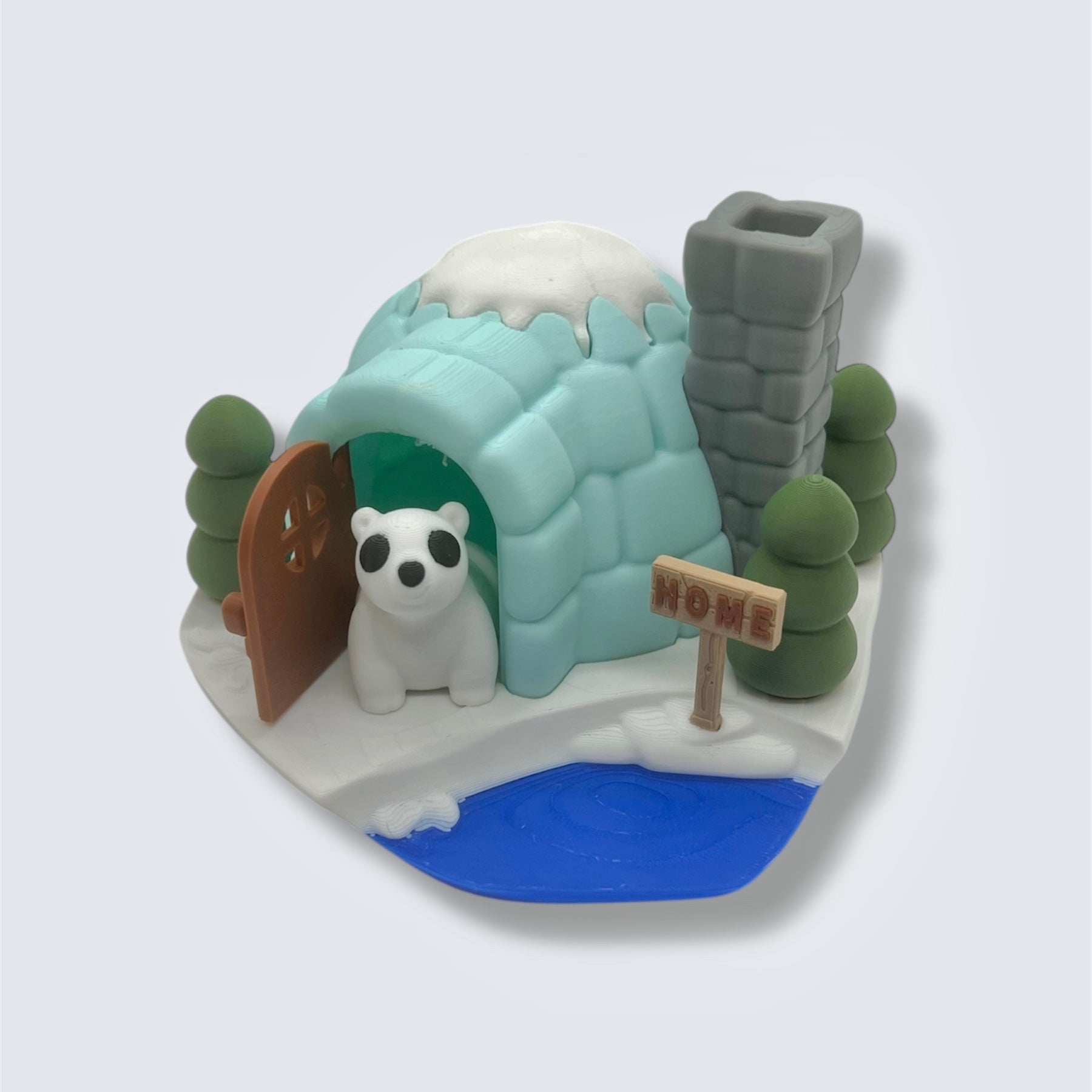 Winter Igloo House with Polar Bear - 3d Printed Set with Articulated Animal Decor
