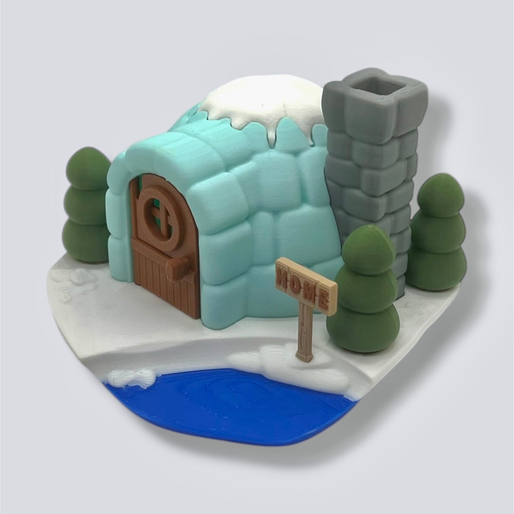 Winter Igloo House with Polar Bear - 3d Printed Set with Articulated Animal Decor