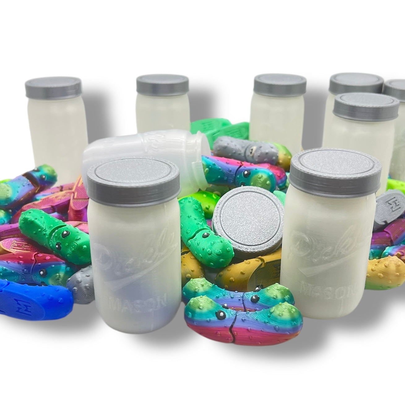 The Tickle Pickle Jar full of Pickles- Articulated 3D Printed Pickley Decor