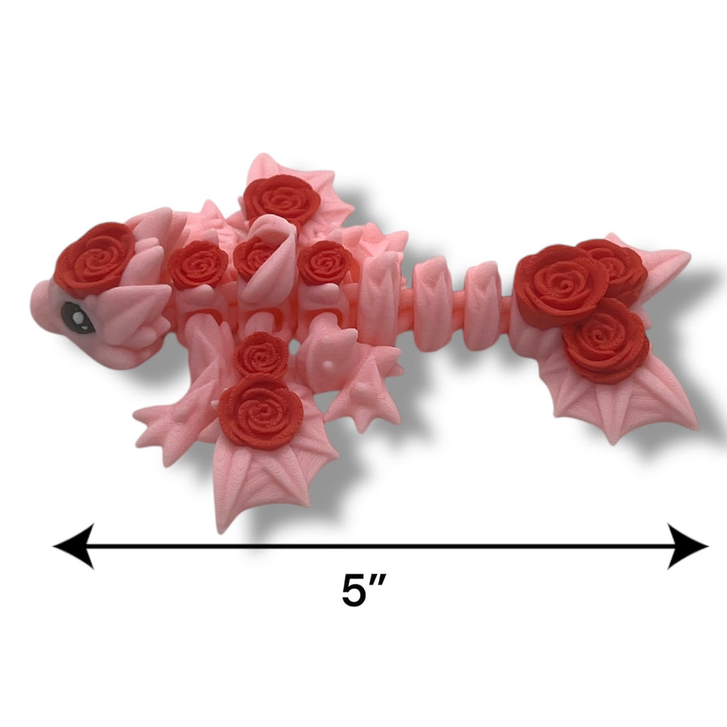 Lovely 5" Tiny Rose Dragon - Articulated 3D Printed Animal Figurine Plastic Decorative Decor Ornaments Nature