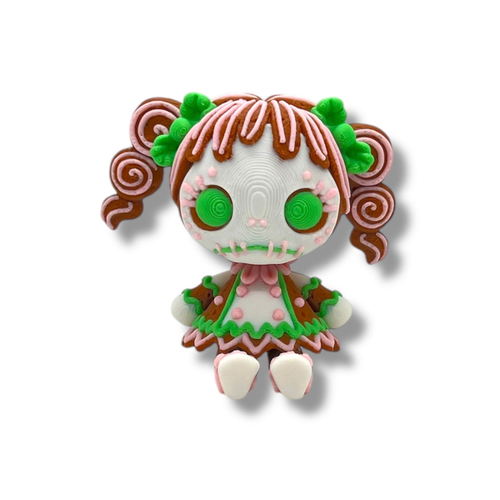Twisted 4" Gingerbread Girl by Twisty Prints - 3d Printed Articulated Holiday Decor