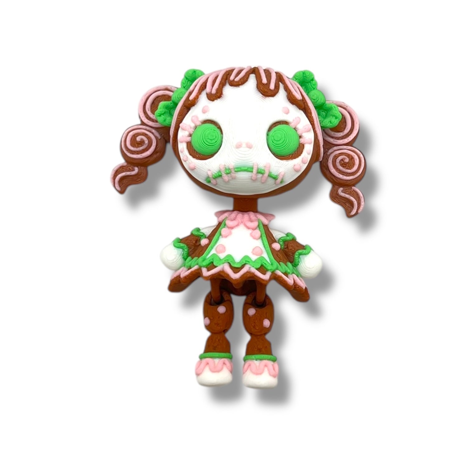 Twisted 4" Gingerbread Girl by Twisty Prints - 3d Printed Articulated Holiday Decor
