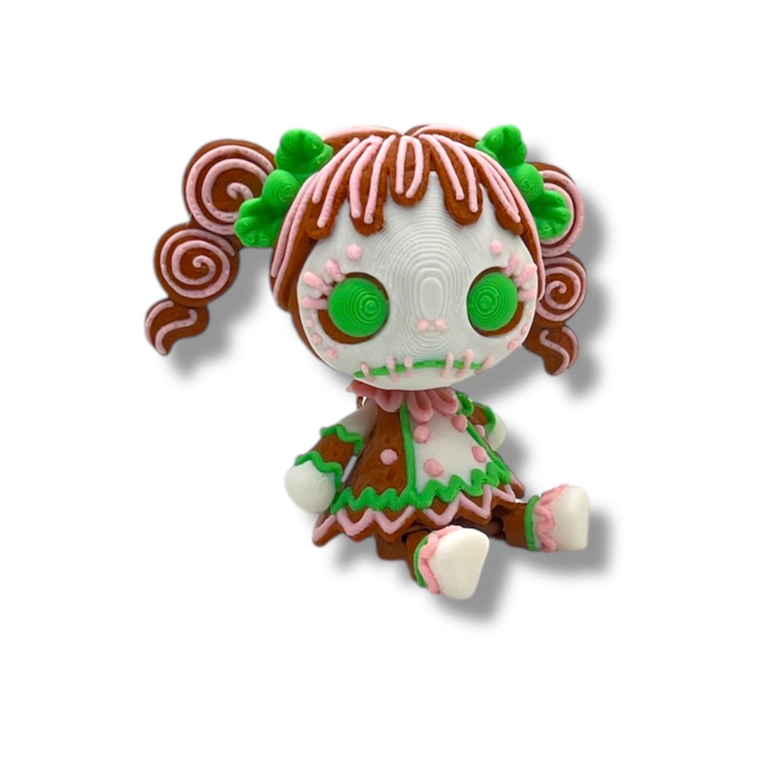 Twisted 4" Gingerbread Girl by Twisty Prints - 3d Printed Articulated Holiday Decor