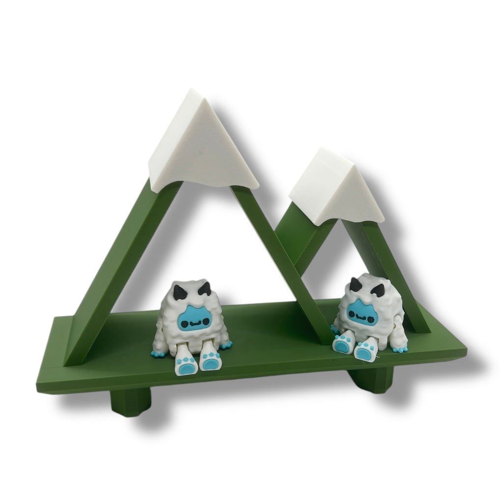 Neat Yeti Mountain Shelf w/ Yeti & Bigfoot - New Wall Mountable Pocket Pal Display - 3D Printed Decor