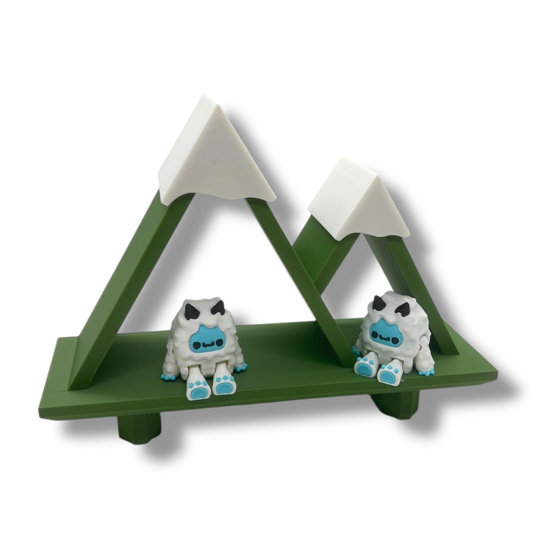 Neat Yeti Mountain Shelf w/ Yeti & Bigfoot - New Wall Mountable Pocket Pal Display - 3D Printed Decor