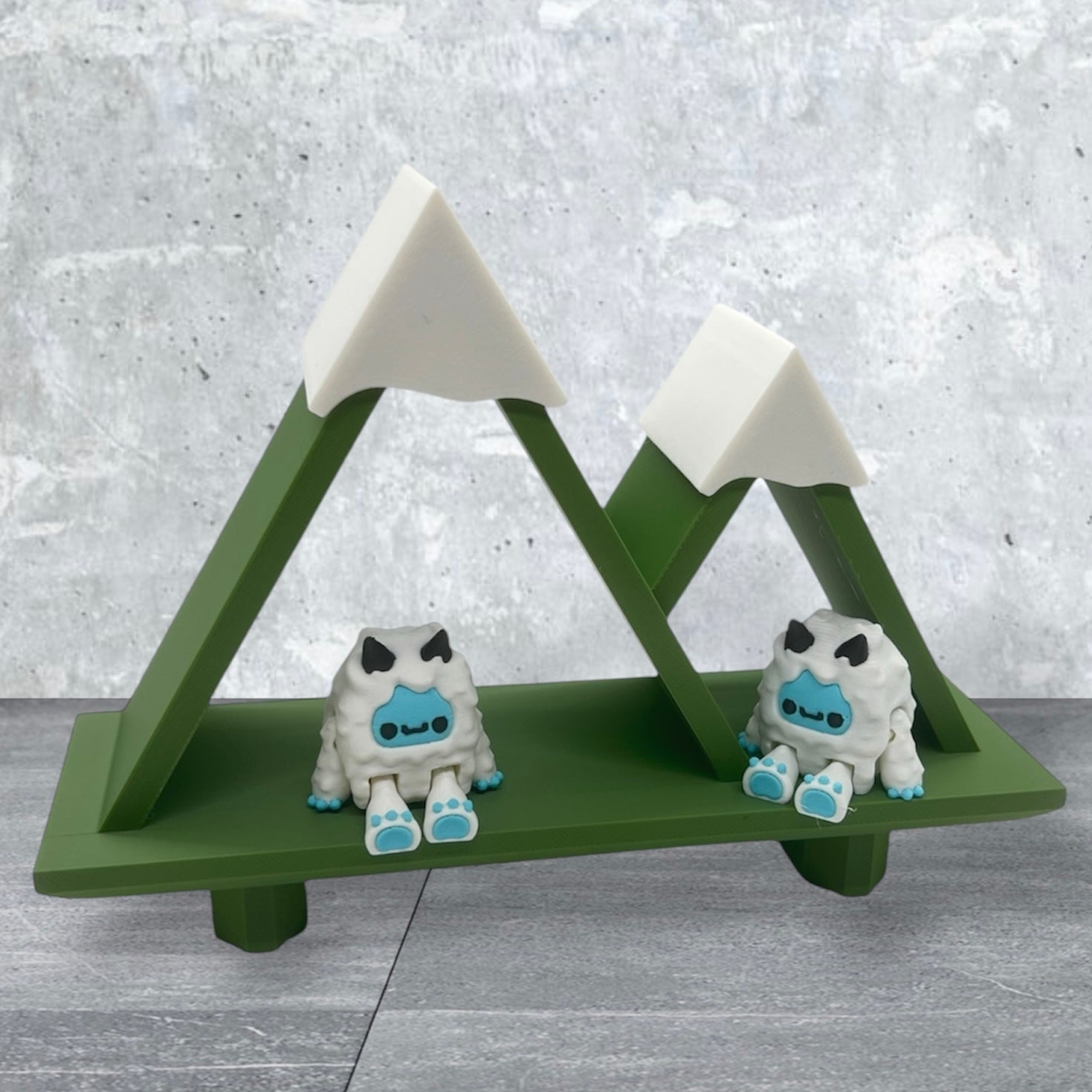 Neat Yeti Mountain Shelf w/ Yeti & Bigfoot - New Wall Mountable Pocket Pal Display - 3D Printed Decor