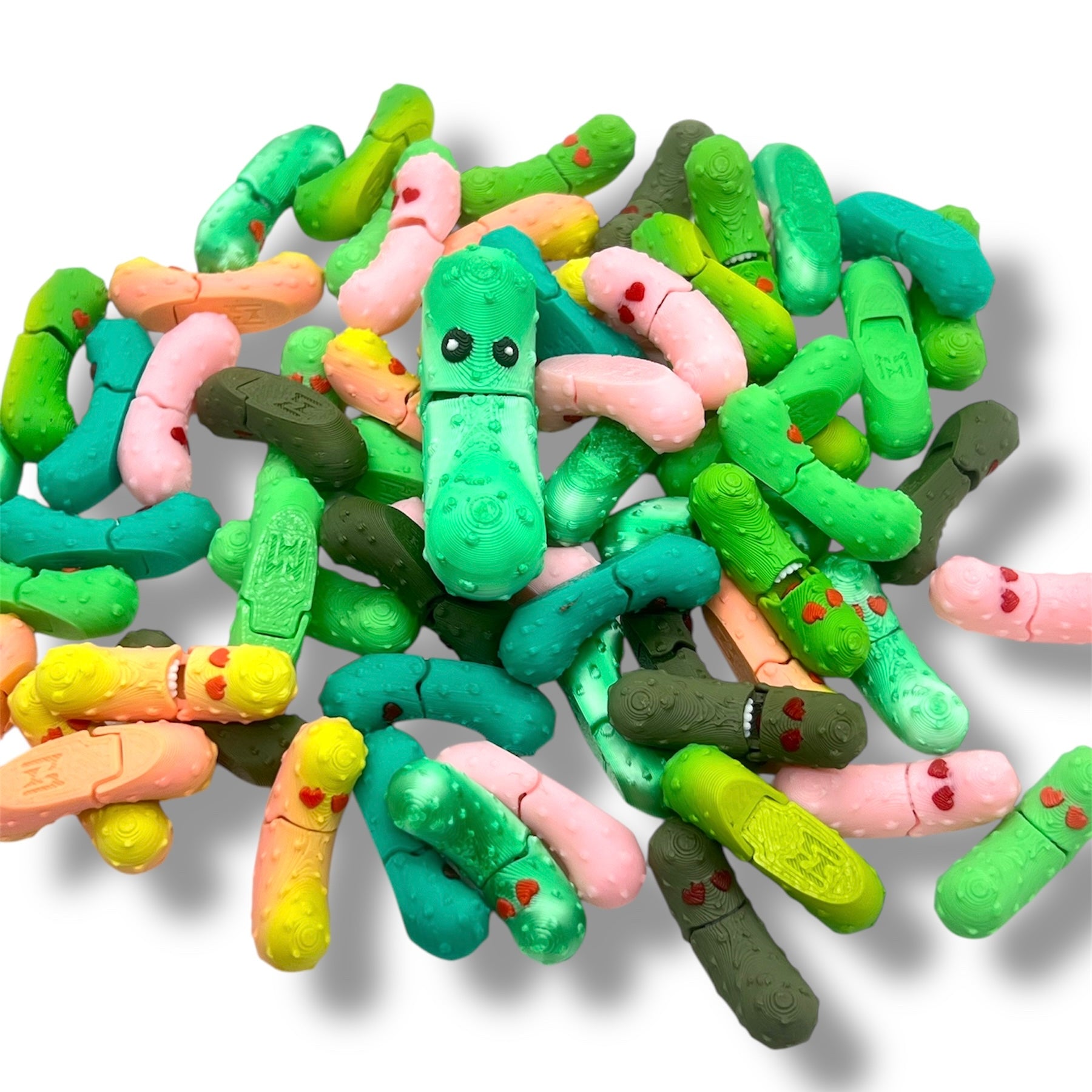 The Tickle Pickle Jar full of Pickles- Articulated 3D Printed Pickley Decor