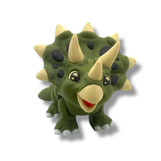 Amazing 6" Triceratops Dinosaur - 3d Printed Articulated Figurine Decor Gift