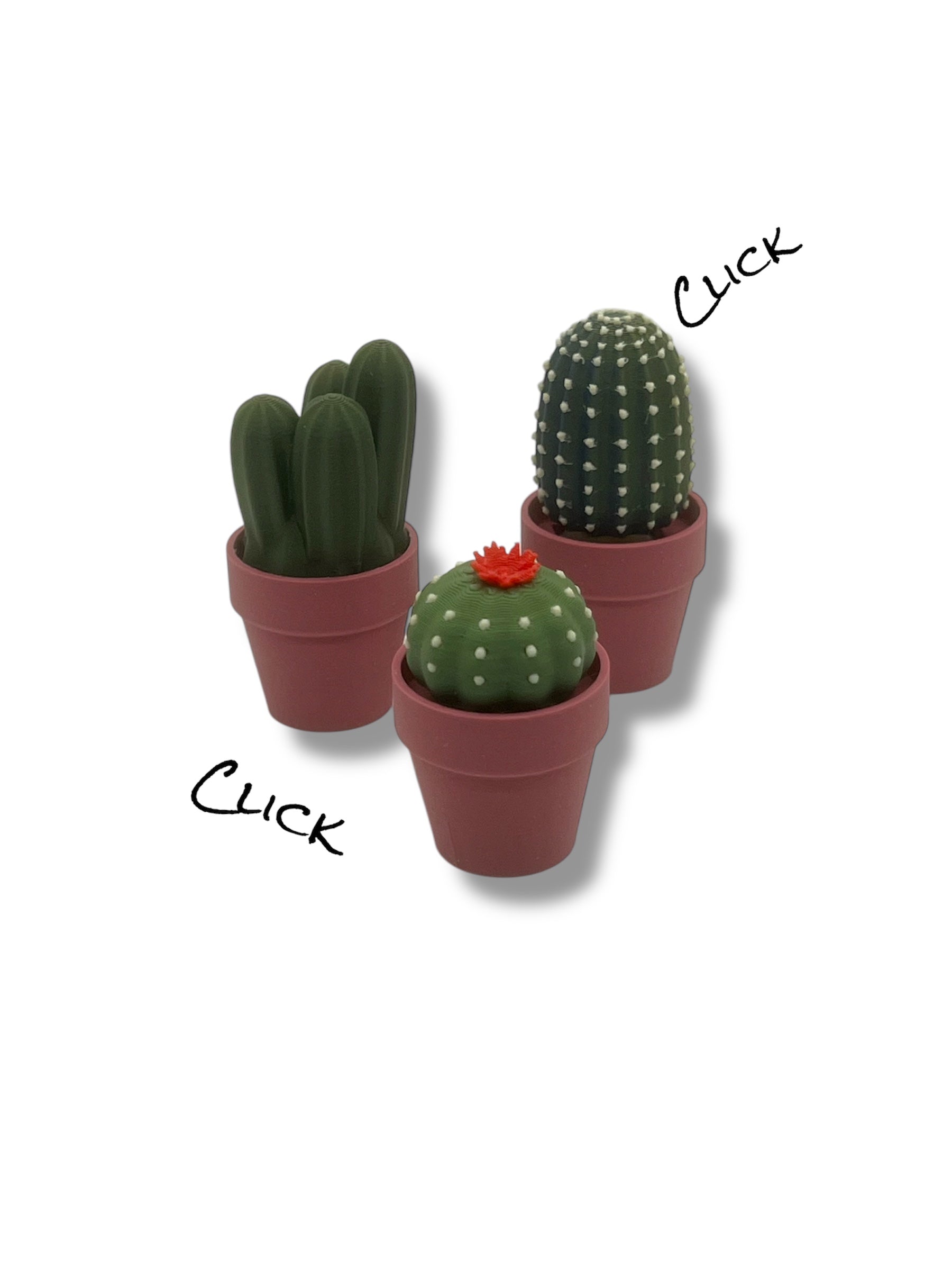 Adorable Fidget Clicker, Spinner and Magnetic Sets - 3d Printed Cactus, Plant and Mushroom Clicky Fidget Decor
