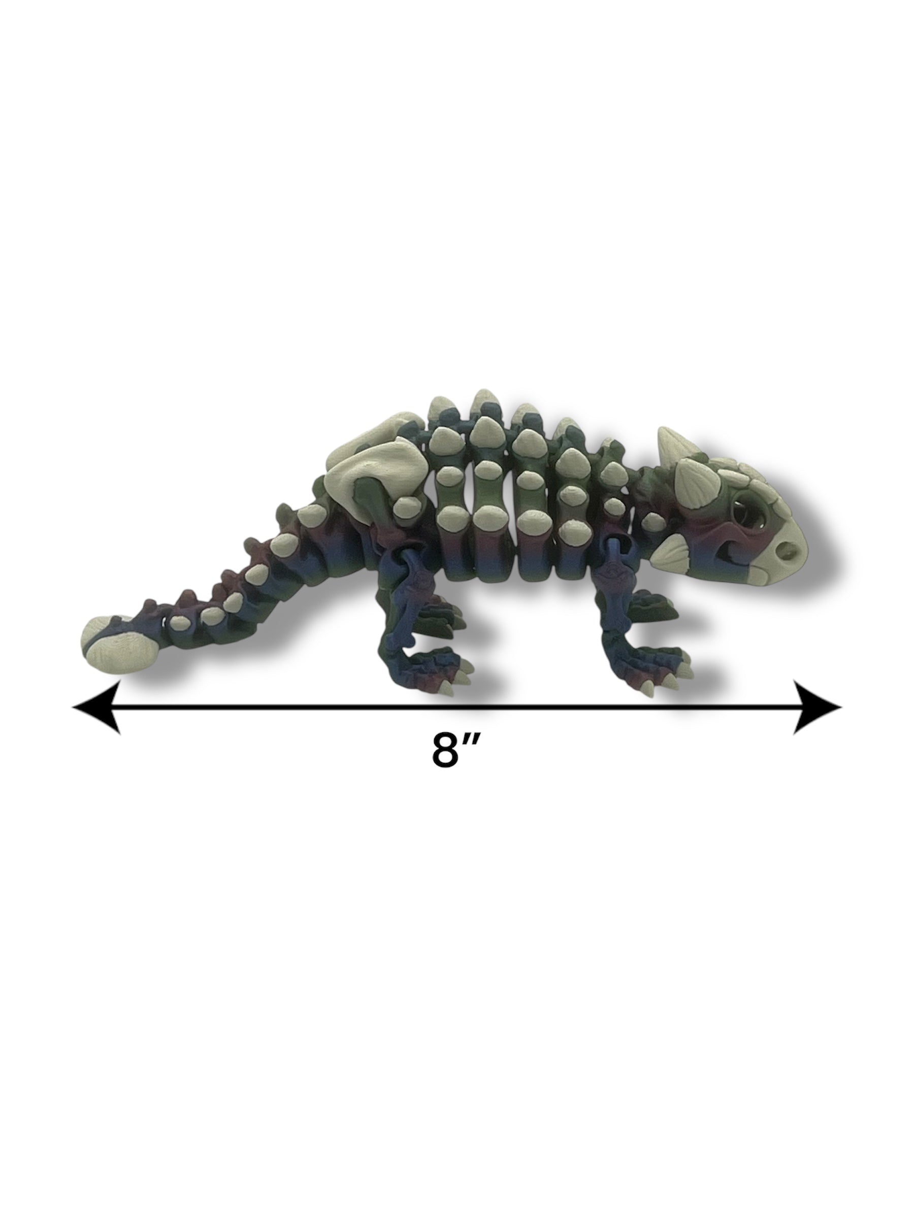 8" Ankylosaurus Dinosaur Skeleton- 3d Printed Articulated Figurine Decor Gift