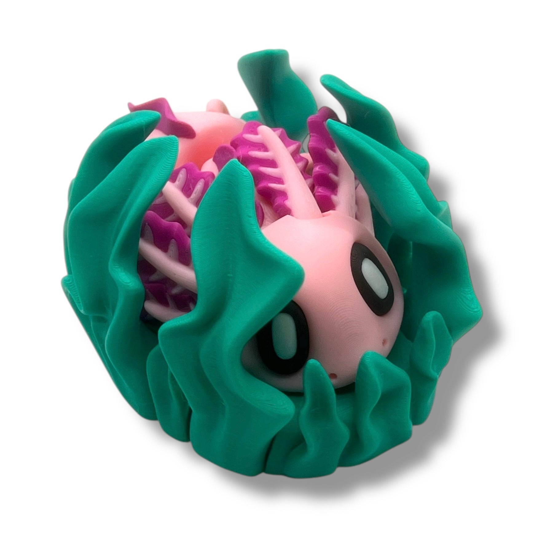 Enchanting Axolotl with Seaweed Bed - 3d Printed Articulated Decor