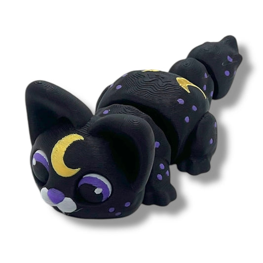 Beautiful 5" Moon Cat - 3d Printed Articulated Decor