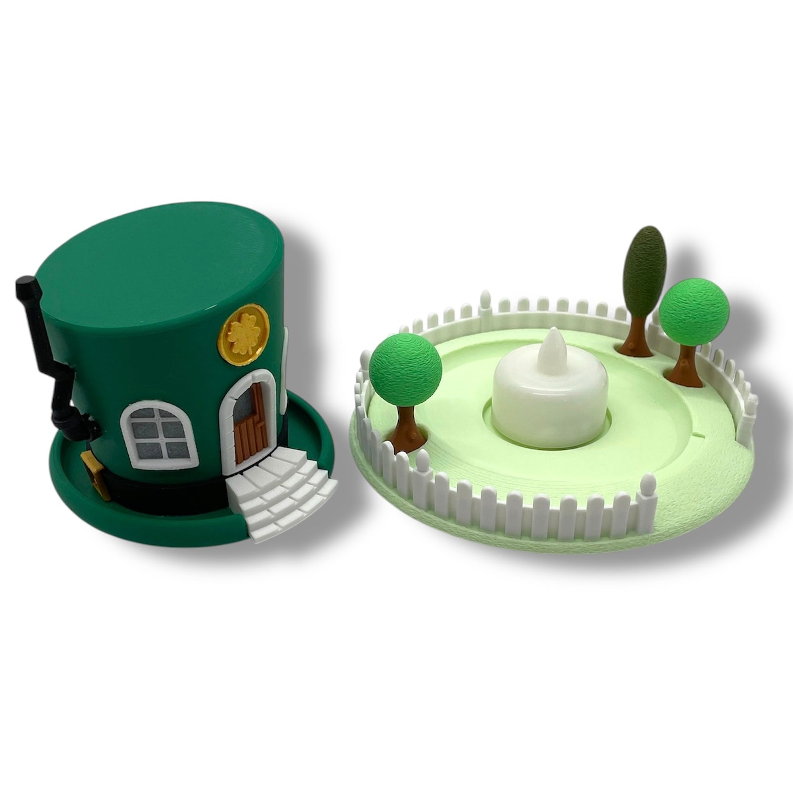 Whimsical Tealight Hat House - St. Patrick's Collection - 3D Printed Holiday Decor