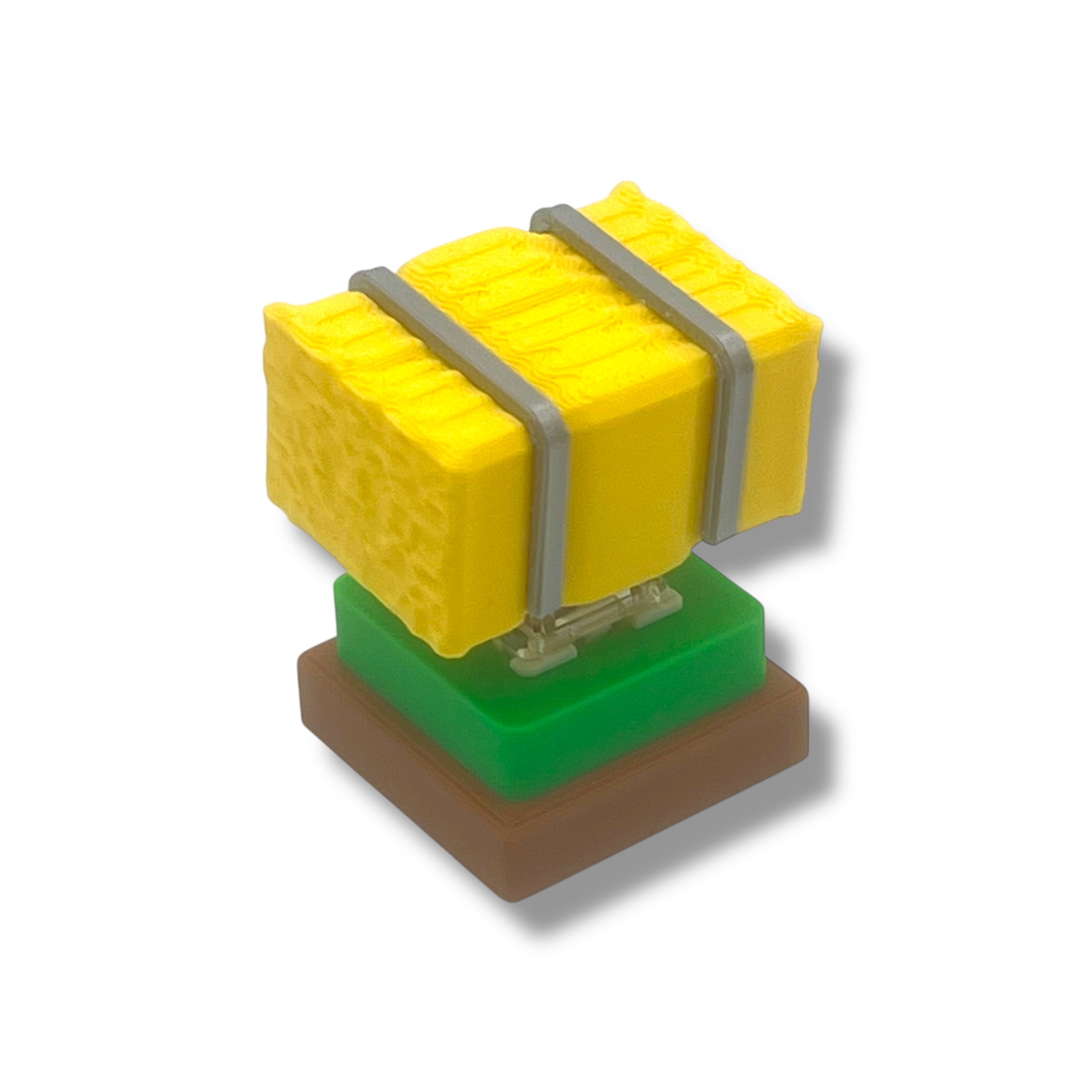 Whimsical Clicky Pasture with Hay Bale Clicker and Sheep Pixie - 3d Printed Articulated Set Desktop Decor