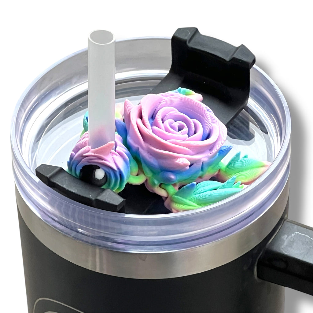 Insulated Cup Tumbler Toppers - 3d Printed Articulated Tumber Bling Straw Decor