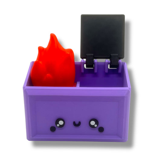 Cute Dumpster Fire Container - 3d Printed Articulated Desk Decor