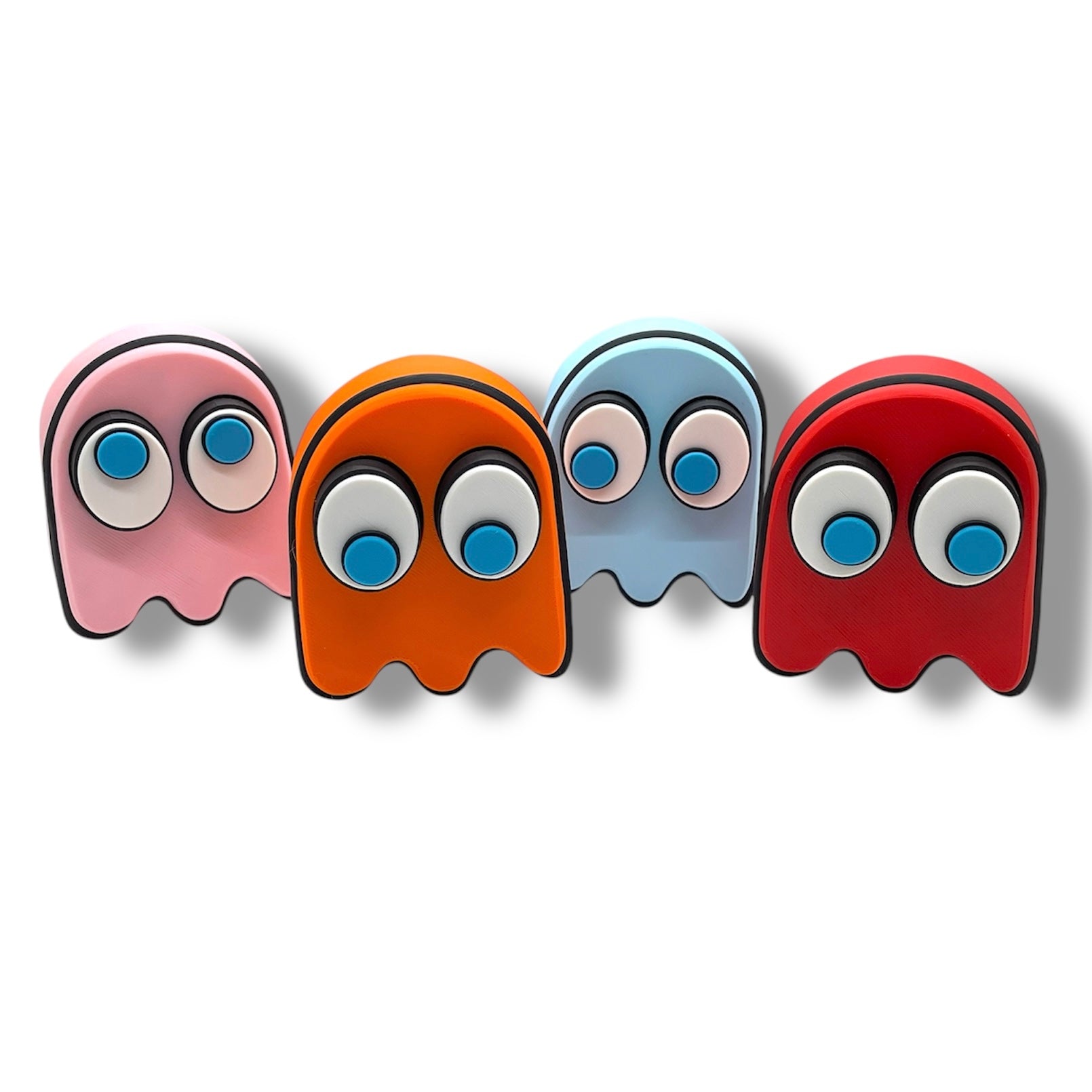 Retro Game Clicky Ghost with Magnetic Back - 3d Printed Articulated Set Desktop Decor