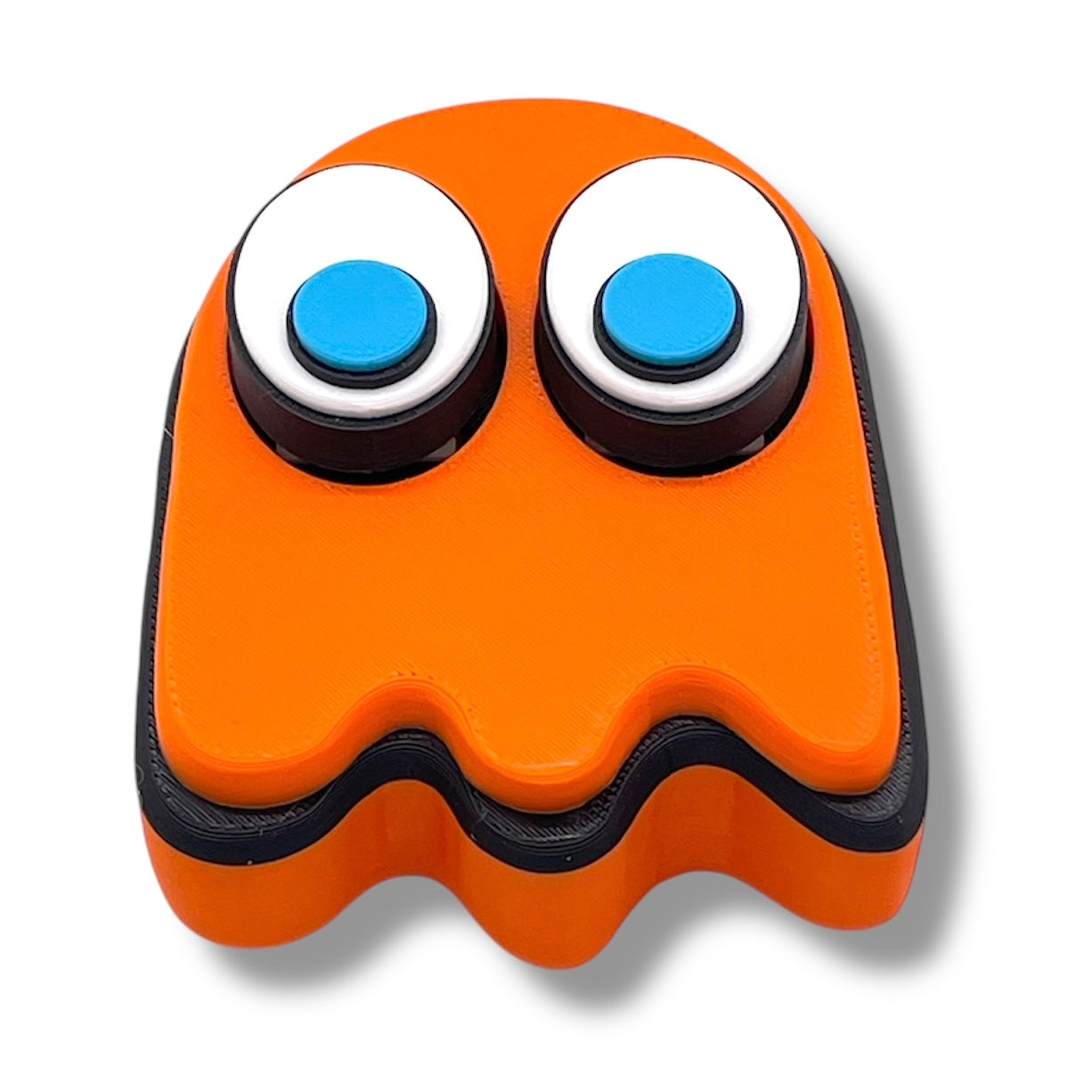 Retro Game Clicky Ghost with Magnetic Back - 3d Printed Articulated Set Desktop Decor