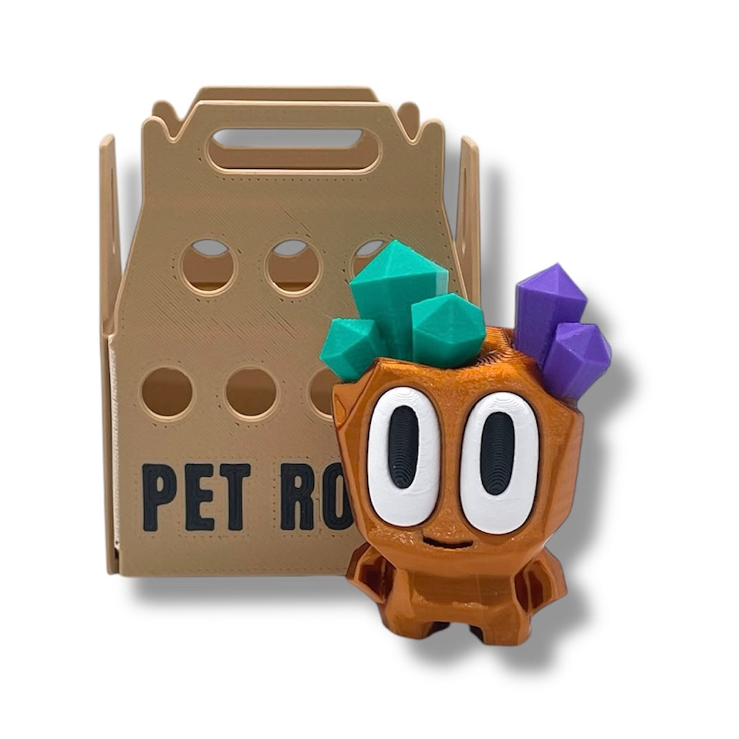 Adorable Pet Rock with Carrier - 3d Printed Figurine Decor