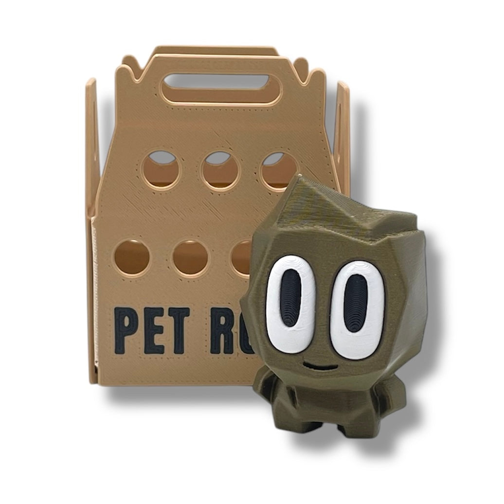 Adorable Pet Rock with Carrier - 3d Printed Figurine Decor