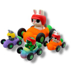 Cute Rabbit Racer - Pocket Pal Size Race Car w/ Optional Bunny Rabbit - 3d Printed Articulated Decor