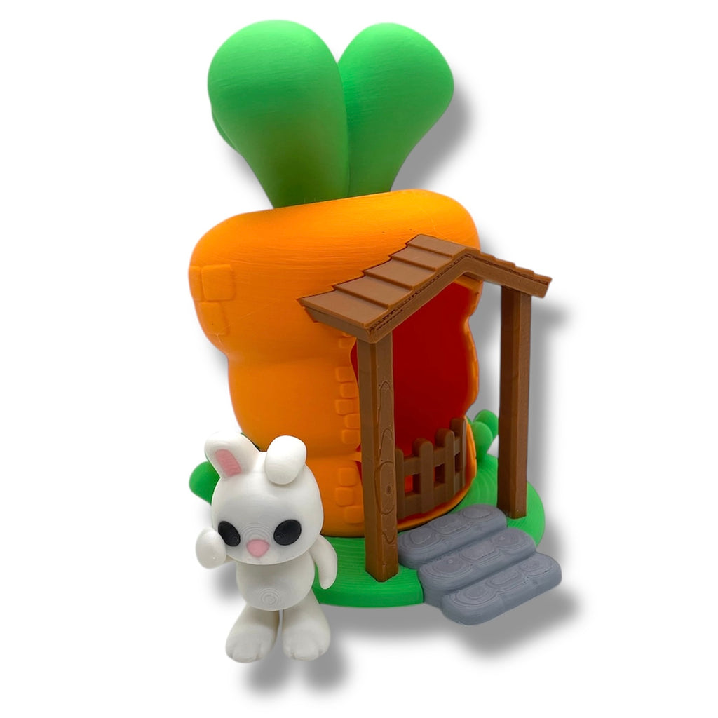 Koza's Cute 5" Carrot House with Exclusive Shy Bunny - 3D Printed Holiday Decor