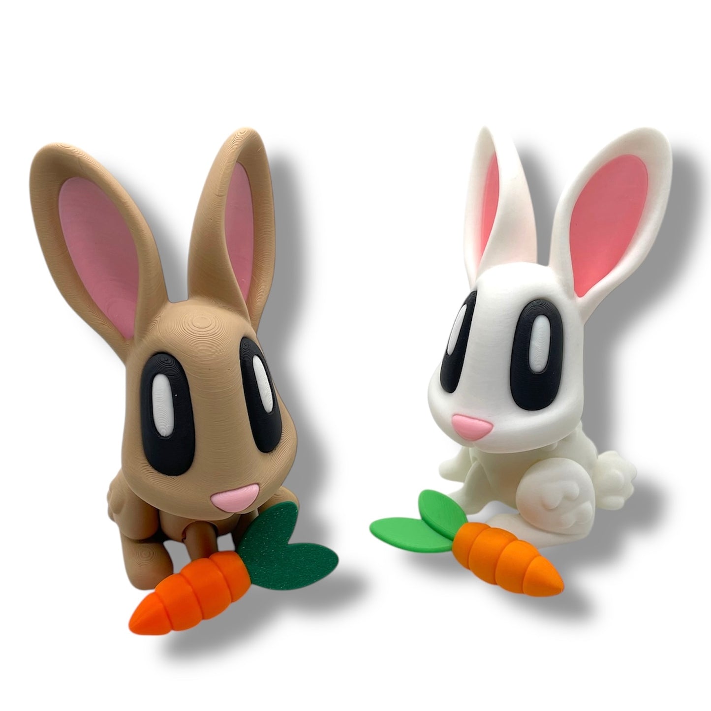 Cute 5" Blob Bunny with Carrot - 3d Printed Articulated Rabbit Fun Decor