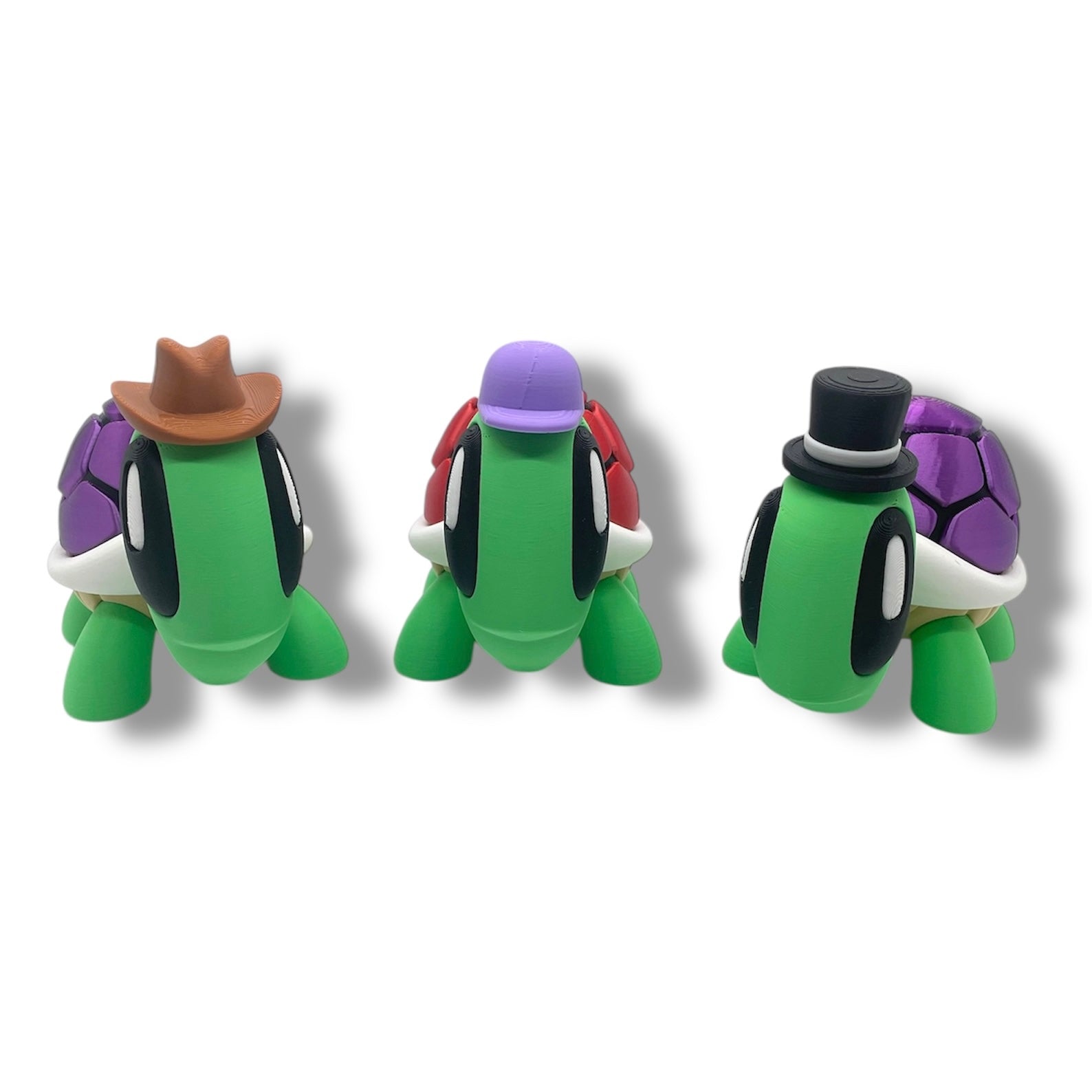 Cute 4" BIGZ Blob Turtle with Hat Set - 3d Printed Articulated Tortoise Fun Decor