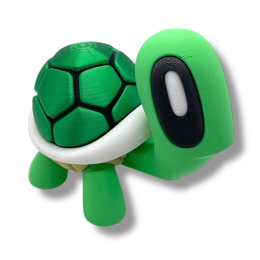 Cute 4" BIGZ Blob Turtle with Hat Set - 3d Printed Articulated Tortoise Fun Decor