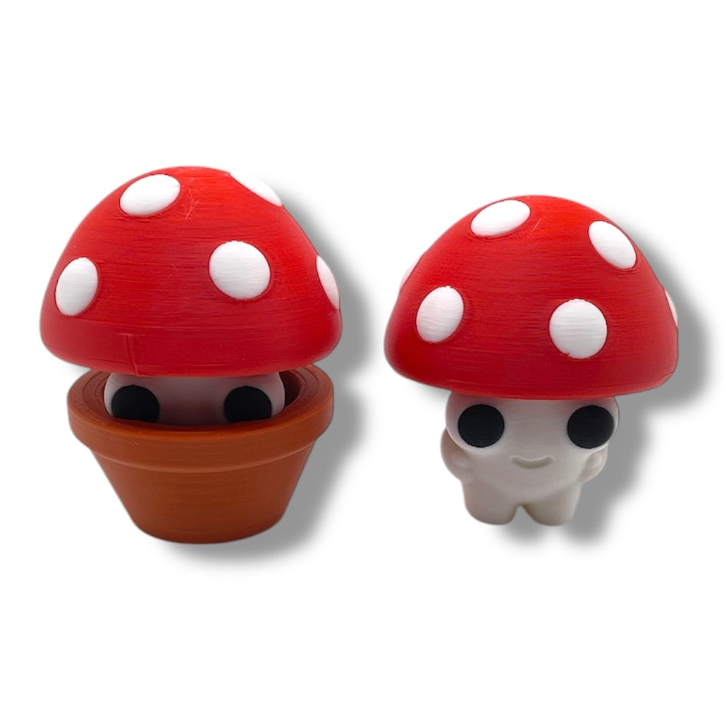 Charming Fungi's Mushrooms in Unique Pots - 3d Printed Enchanting Figurine Decor